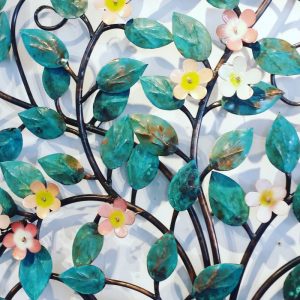 wall art-Enamel and copper close up flowers