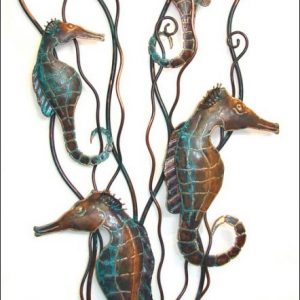 wall art-four seahorses on coral 1.1 mt x .67