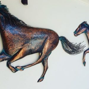 wall art-copper galloping horses sunshine beachhorse 1