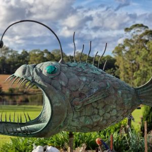 sculpture: copper angler fish