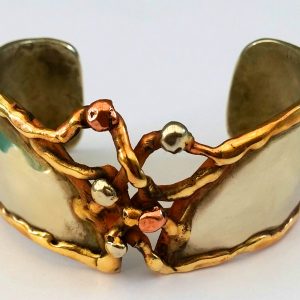 medium cuff double side nicol silver-copper-brass bangle