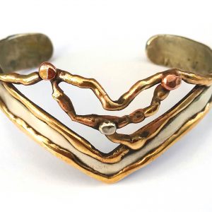 nicol silver-brass-copper v shape small bangle